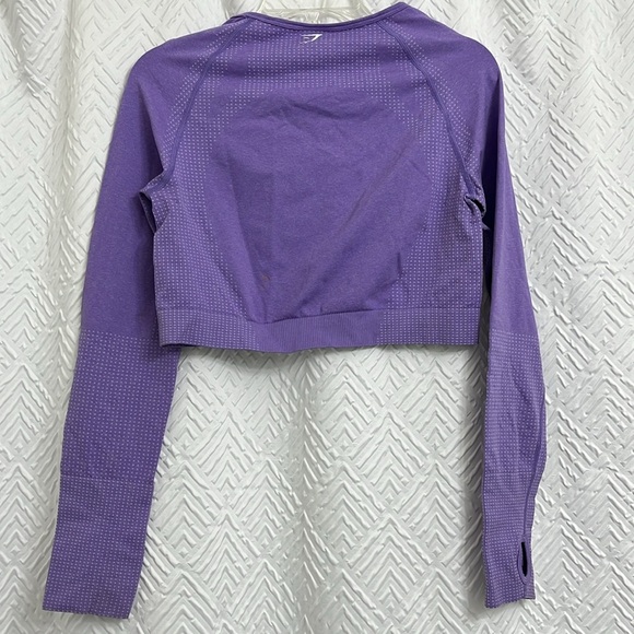 Gymshark Vital Seamless 2.0 Long Sleeve Crop Top Bright Purple Marl size XL - Picture 5 of 7